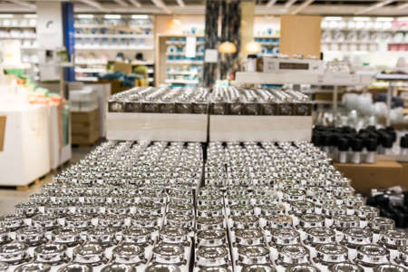 Close up of glass jars with metal lidsの写真素材