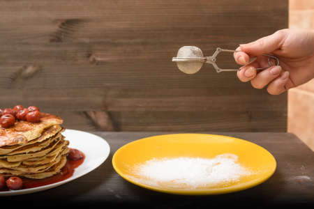 Cooking tasty pancakesの写真素材