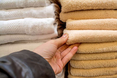 Close up of towels in supermarket
