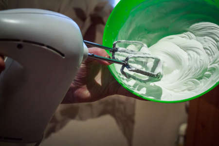 Close up of mixing batter or doughの写真素材