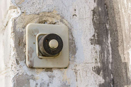 Vintage plastic door bell close upの写真素材