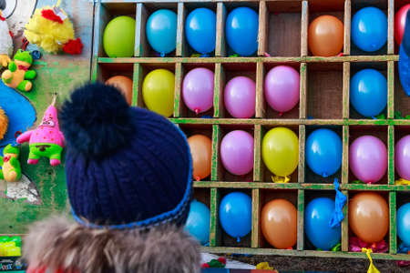 Multi-colored balloons in the cellsの写真素材
