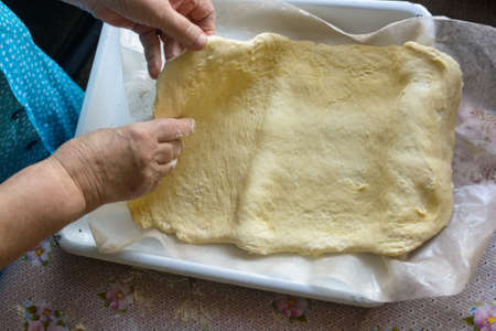 Preparing dough for pieの写真素材