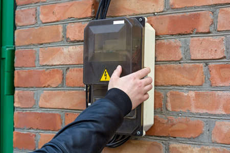 Electrical panel on wall close up