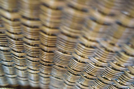 Close up brown bamboo basket texture backgroundの写真素材