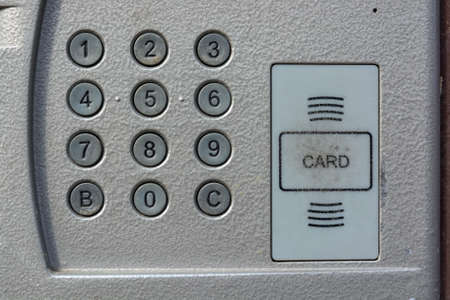 Close up of intercom in the entry of a houseの写真素材
