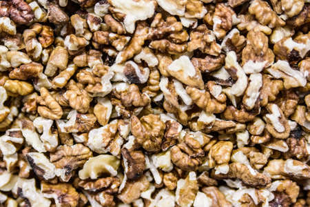 Close up peelwd walnut backgroundの写真素材