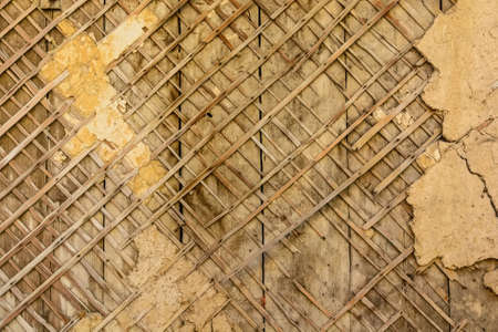 Close up brown plank wood wall backgroundの写真素材