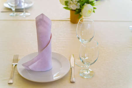 Elegant served table indoorsの写真素材