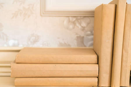 Old books on shelfの写真素材