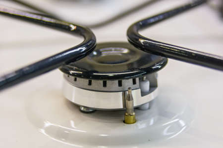 Gas burners in the kitchen ovenの写真素材