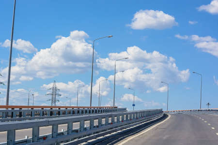 Modeern asphalt road and blue skyの写真素材