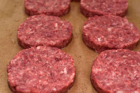 Raw burger cutlets close upの写真素材