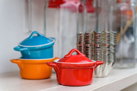 Small colorful ceramic pots