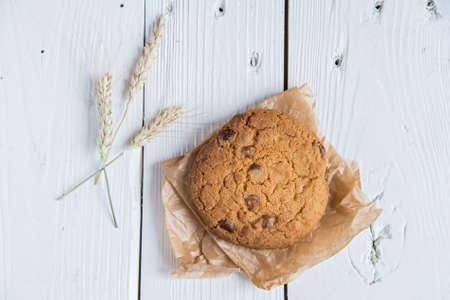 Oatmeal cookie on paper