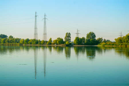 Beautiful river landscape in summer