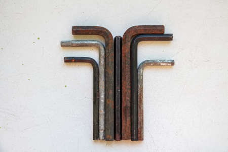 Set of used rusty hex keys