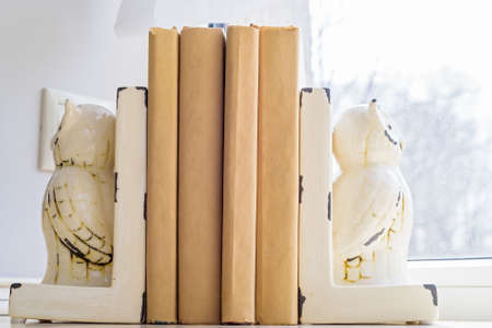 Old books on windowsillの写真素材