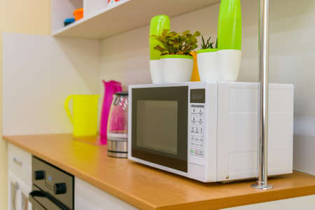 Close up modern microwave ovenの写真素材