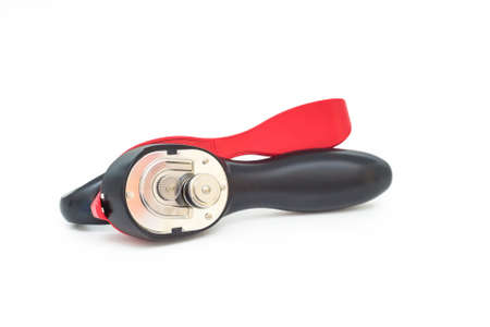 Modern can opener isolated on white backgroundの写真素材