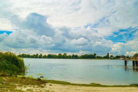 Beautiful peaceful river landscape in summerの写真素材