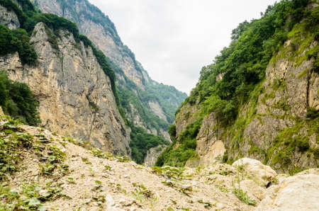 Beautiful green gorge in Ossetian mountainsの写真素材