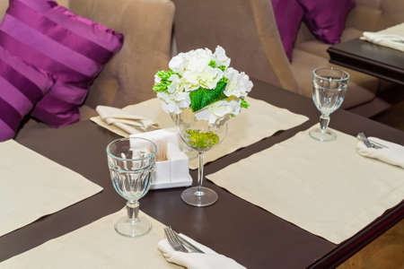 Elegant served table indoorsの写真素材