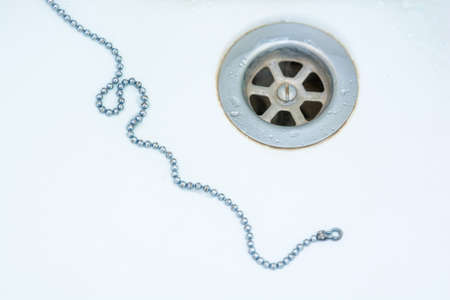 Stainless steel drain of bathtubの写真素材