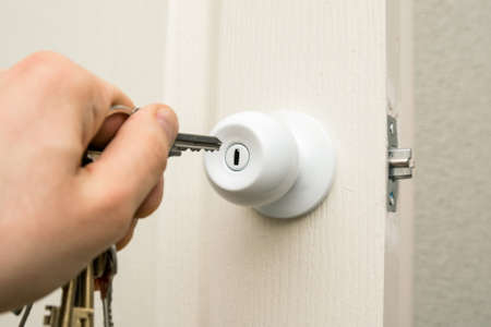 Close-up of opening doorの写真素材