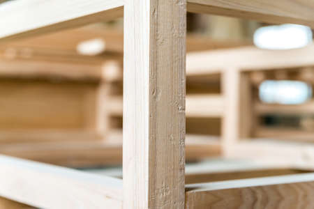 New wooden beams joined with each otherの写真素材