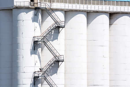 Metal stairs on grain elevator