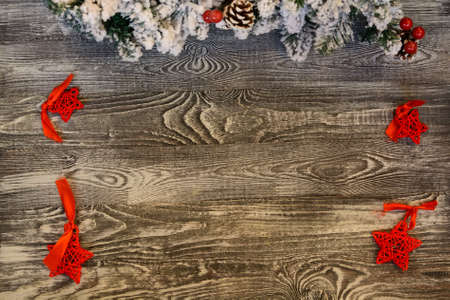 Beautiful Christmas background on wooden surfaceの写真素材