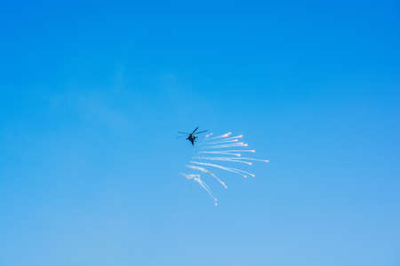 ROSTOV-NA-DONU, RUSSIA - CIRCA SEPTEMBER 2017: Russian helicopter in sky at military air paradeのeditorial素材