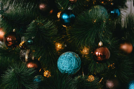 Close up of decorated Christmas treeの写真素材