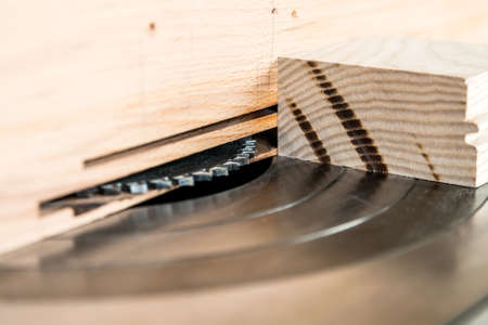 Close up circular saw in carpenters worshopの写真素材