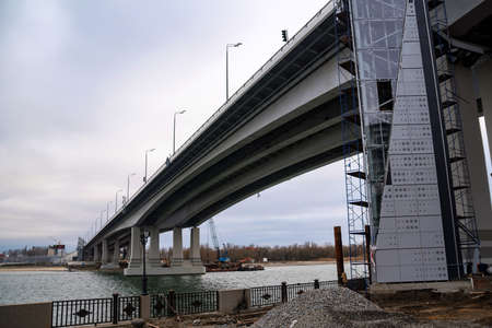 River bridge under constructionの写真素材