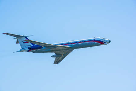 ROSTOV-NA-DONU, RUSSIA - CIRCA SEPTEMBER 2017: Russian military plane in sky at military air parade