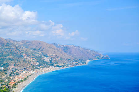 Beautiful Sicilian lanscape with sea shoreの写真素材
