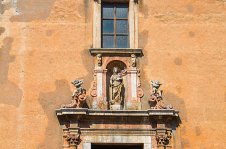 Ancient facade decoration in Sicilyの写真素材