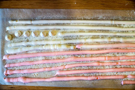 Colorful dough for marshmallow close