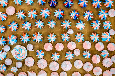 Homemade colorful meringue kisses
