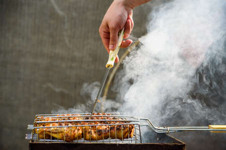 Close-up barbeque grillの写真素材