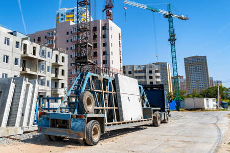 Modern construction site of building with crane