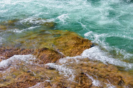 Close up clear water of beautiful mountain riverの写真素材