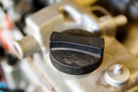 Neck of engine for engine oil. Close upの写真素材