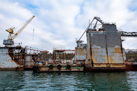 Wiew of floating dock for repairing ships in Black Seaの写真素材