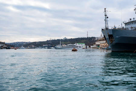 Beautiful view of Sevastopol in winter from waterの写真素材