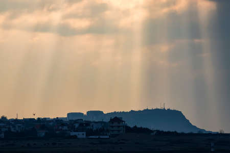 View of Sevastopol on cloudy weather with sunraysの写真素材
