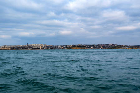 Beautiful view of Sevastopol in winter from waterの写真素材