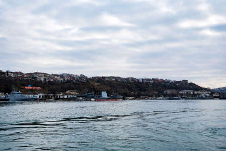 Beautiful view of Sevastopol in winter from waterの写真素材